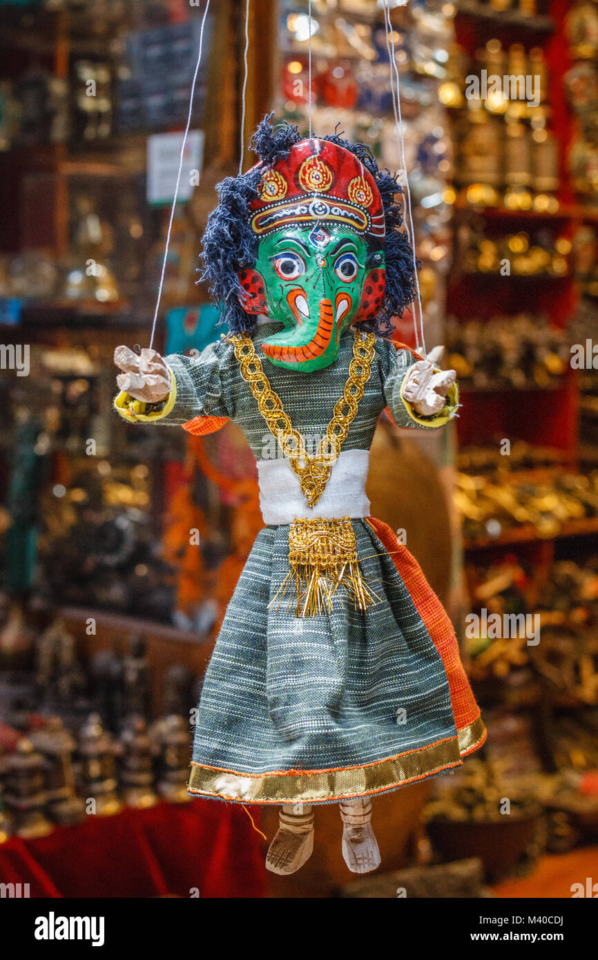 Traditionelle marionette Marionetten auf einem Markt in Thamel, Kathmandu, Nepal verkauft Stockfoto