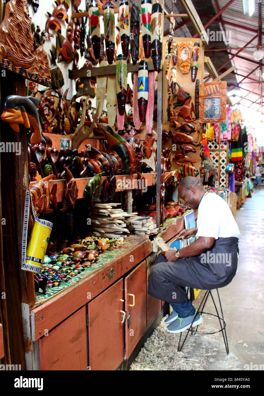 Der Markt ist der größte Marigot Bay auf St. Lucia, in der Mitte der Hauptstadt. Stockfoto