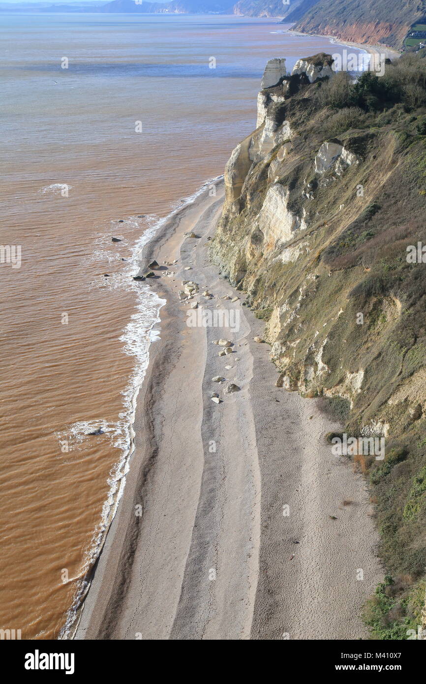 Blick vom Bier Kopf, South Devon zum Hooken Klippen an der Jurassic Coast Weltkulturerbe Stockfoto