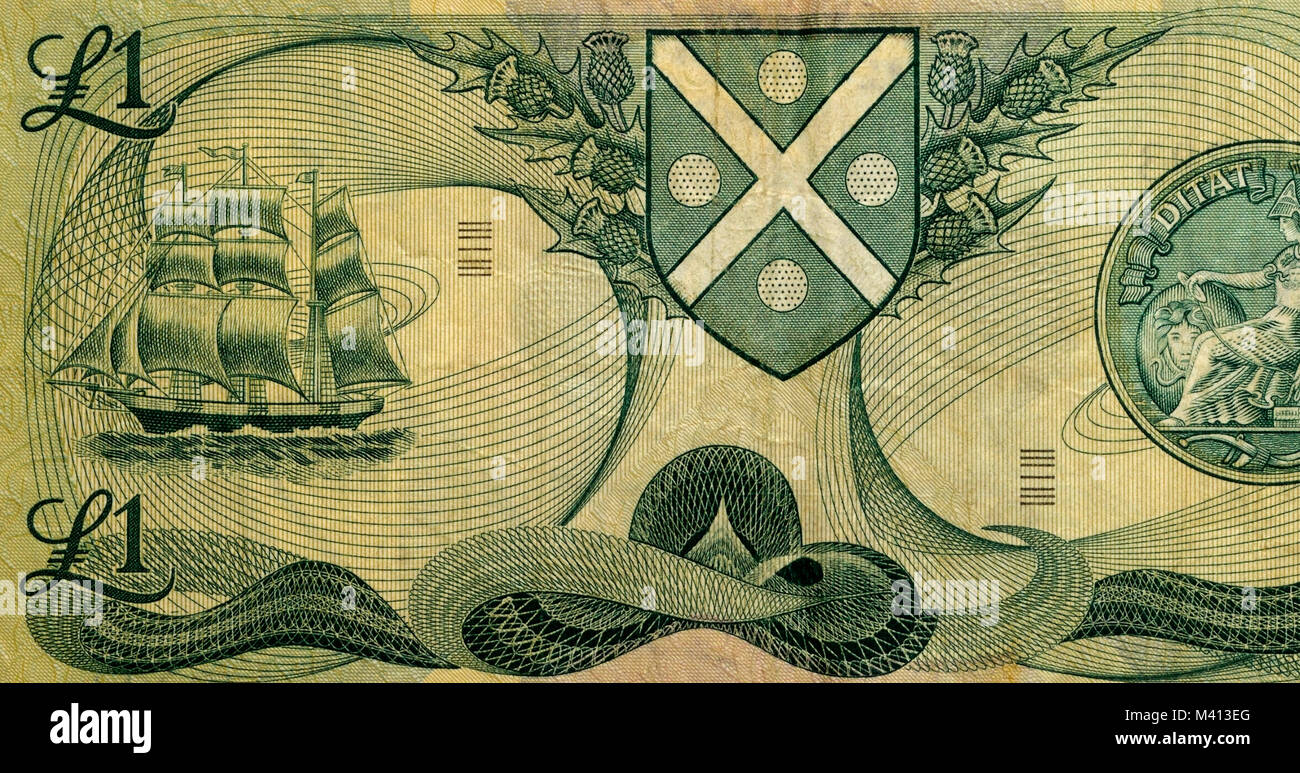 Bank von Schottland 1 Pound Bank Note Stockfoto