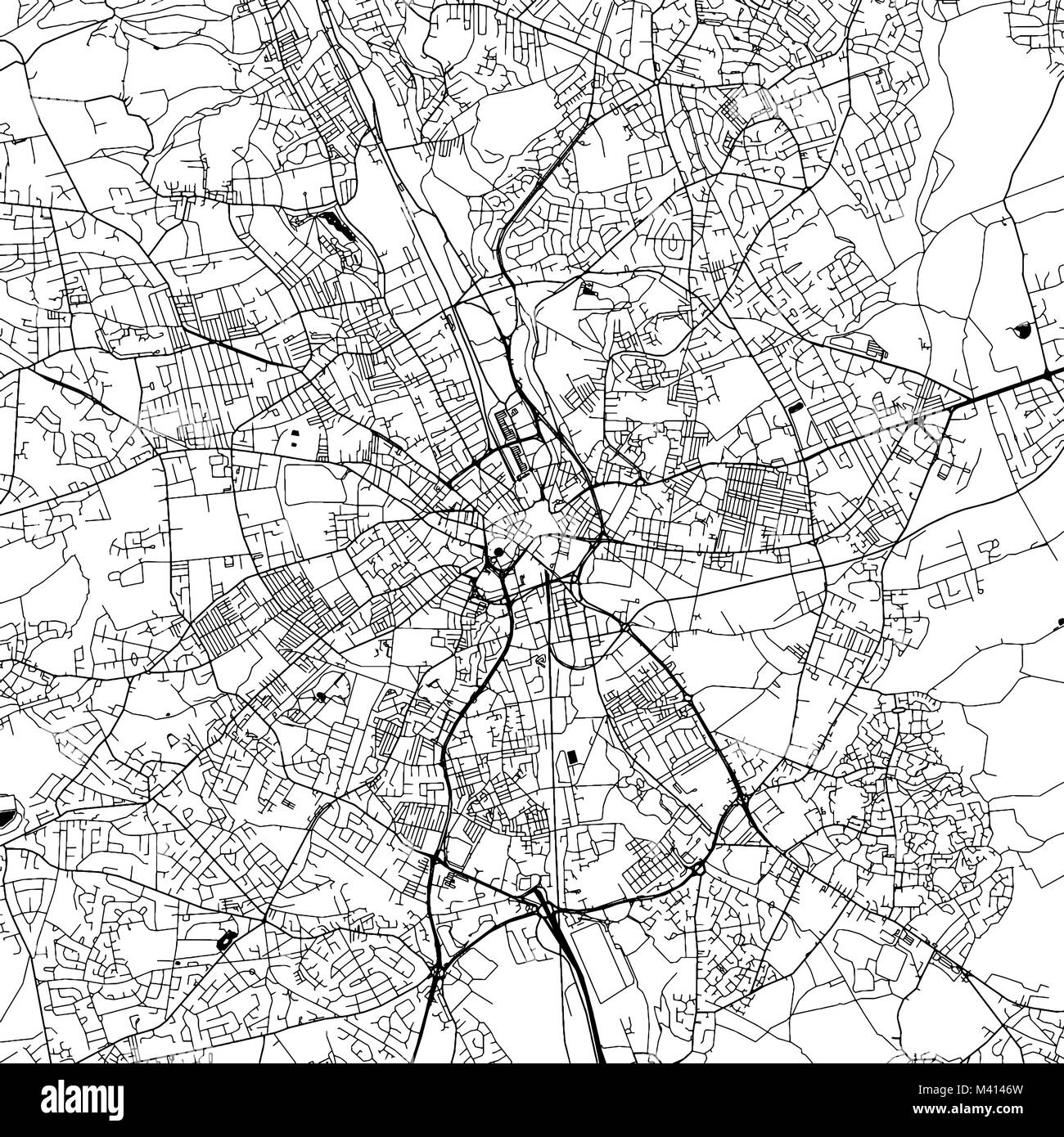 Bradford downtown Karte mit vielen Details für verschiedene Usecases. Diese Karte von Bradford enthält typische Sehenswürdigkeiten mit Raum für zusätzliche Informationen. Stock Vektor
