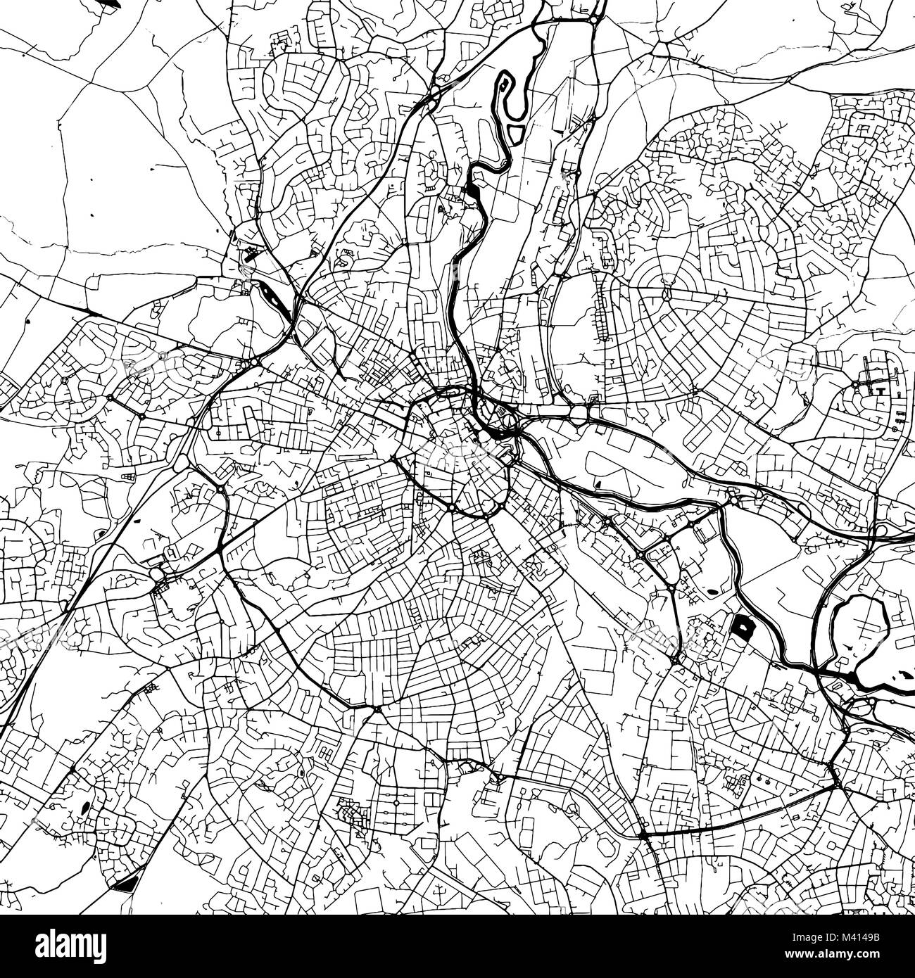 Derby downtown Karte mit vielen Details für verschiedene Usecases. Diese Karte von Derby enthält typische Sehenswürdigkeiten mit Raum für zusätzliche Informationen. Stock Vektor