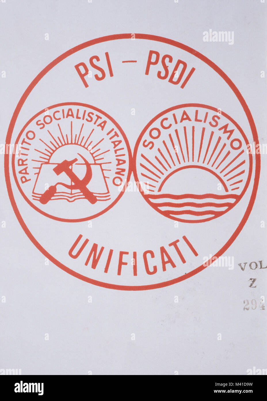 PSI-psdi Unificati, Partito Socialista Unificato, PSU, 1966 Stockfoto