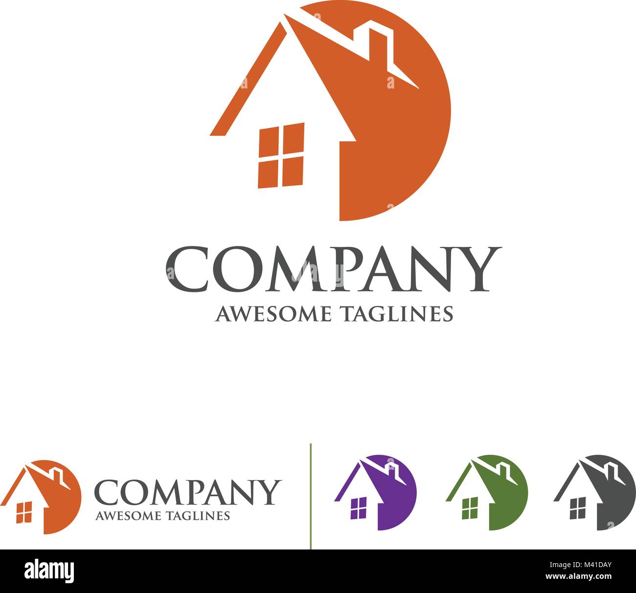 Einfaches Konzept Haus und Immobilien logo mit Kreis Konzept Stock Vektor