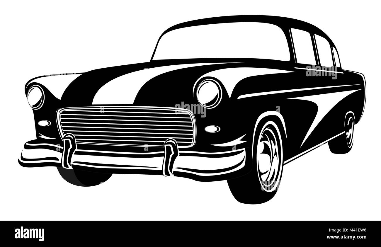 Retro Muscle Car Vector Illustration. Oldtimer. Alte Handy auf Weiß isoliert Stock Vektor