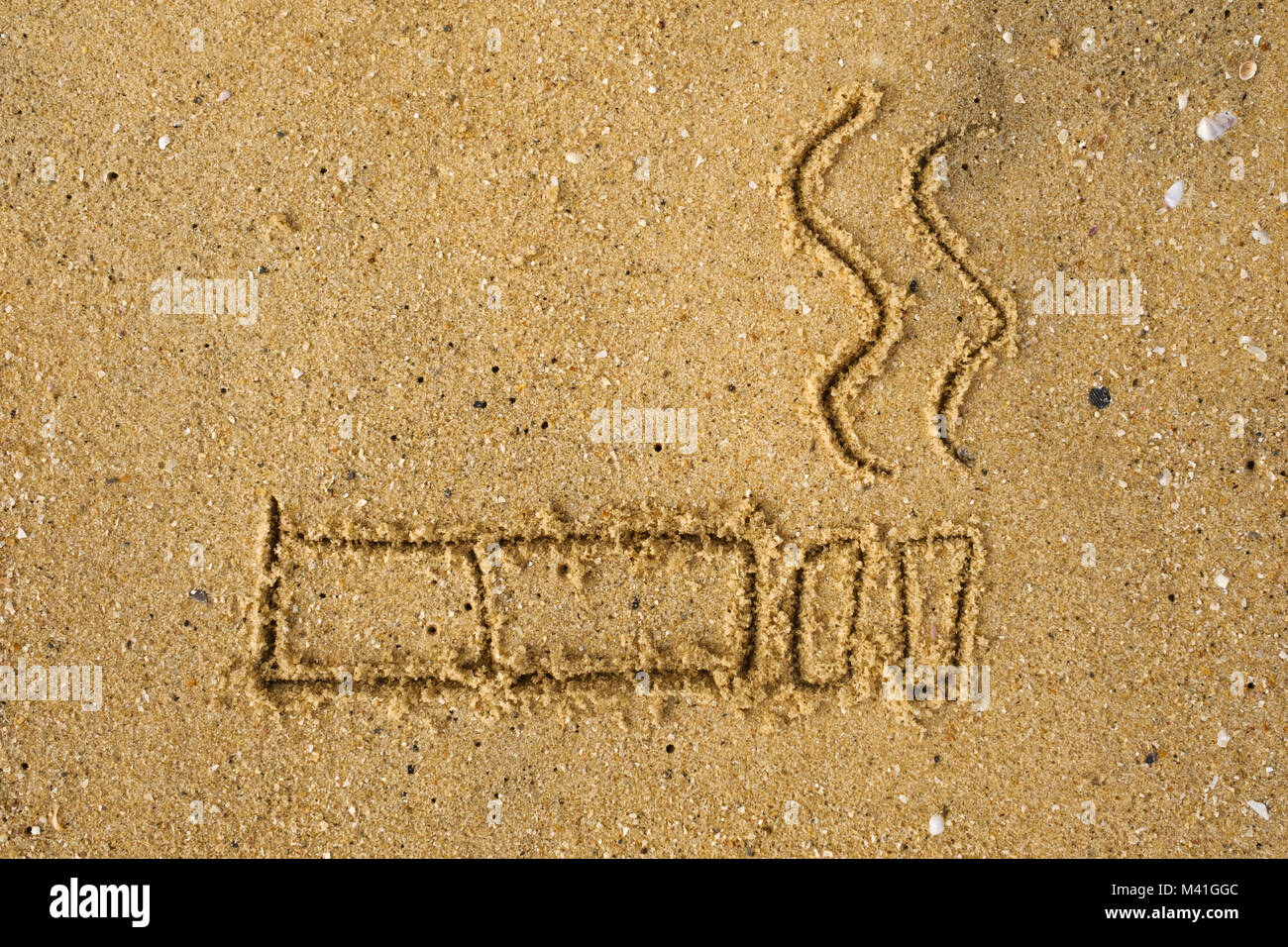 31. Mai Weltnichtrauchertag. Am Bewusstsein. Zeichen auf Sand am Strand gezeichnet Stockfoto