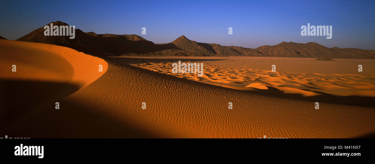 Niger, Sahara, Tenere Wüste, die Sanddünen der blendet (Crab Claw) am Rand des Bereichs Air-Gebirge Stockfoto