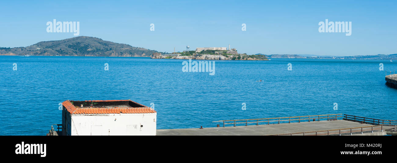 San Francisco, CA - Februar 03: San Francisco Maritime National Historical Park und Aquatic Park in San Francisco Bay Stockfoto