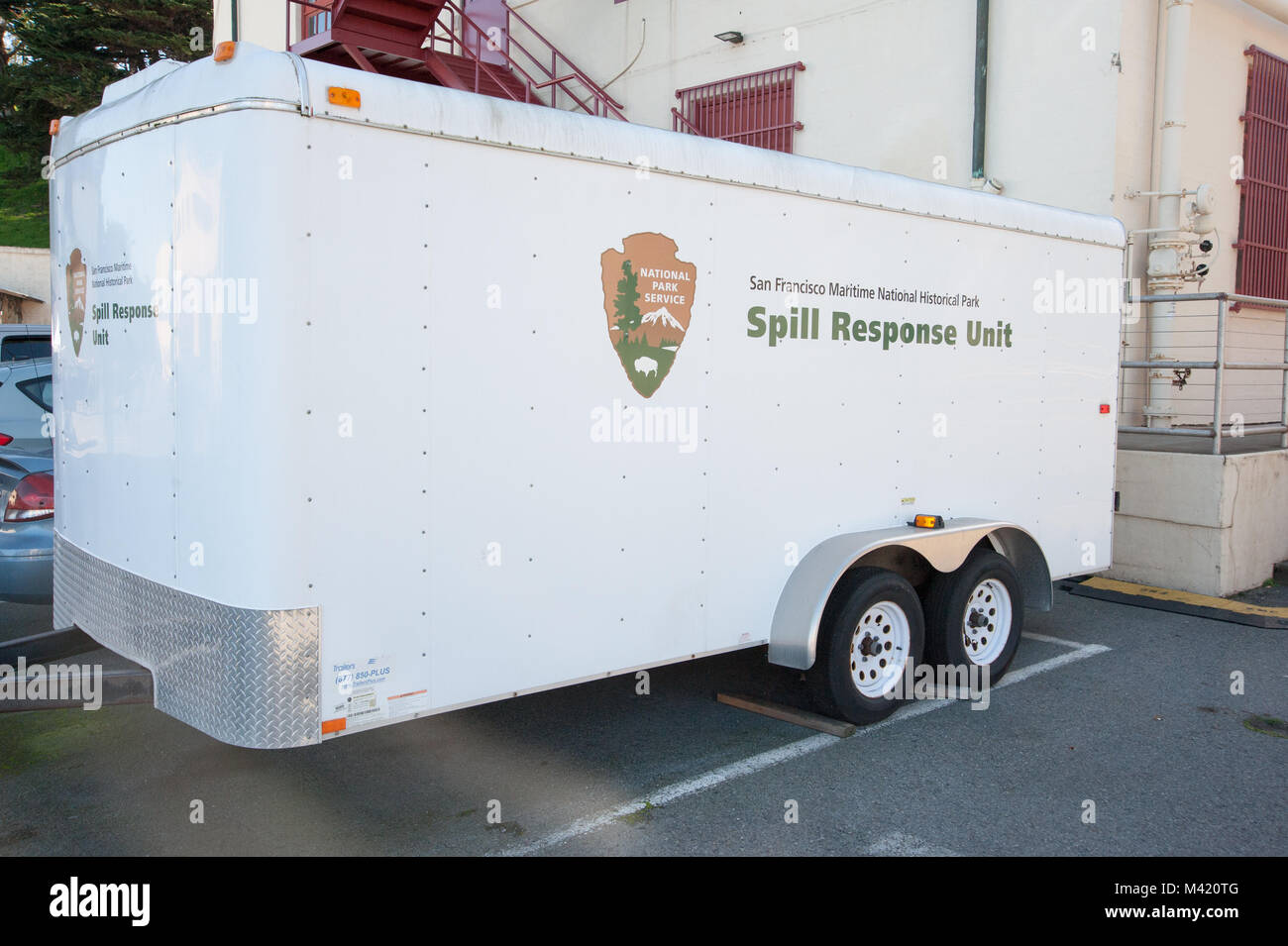 San Francisco, CA - Februar 03: San Francisco Nationalpark Spill Rsponse Einheit am Fort Mason Golden Gate National Recreation Area entfernt Stockfoto