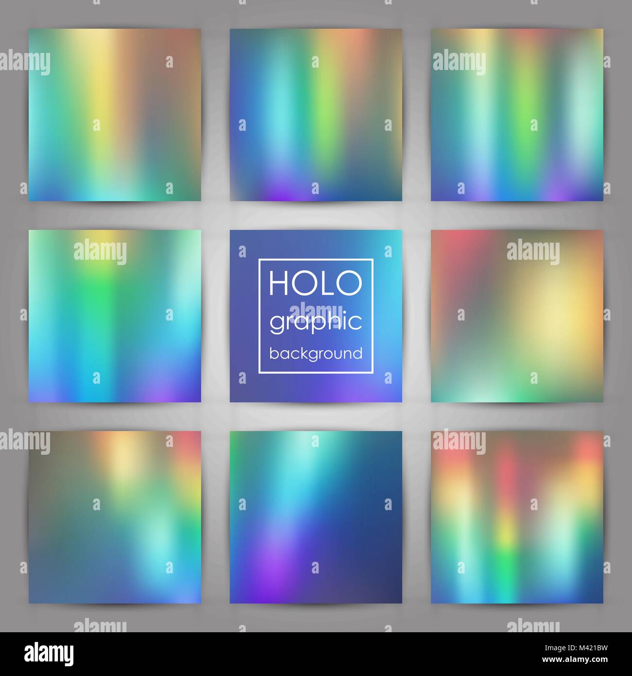 Satz von trendigen Holographische Hintergründe für Abdeckung, Flyer, Broschüre, Plakat, Einladung Hochzeit, Tapeten, Hintergrund, Business Design. Stock Vektor