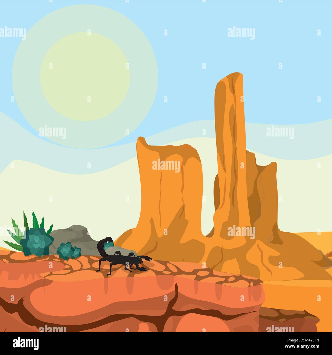 Landschaft Der Wuste Cartoon Stock Vektorgrafik Alamy