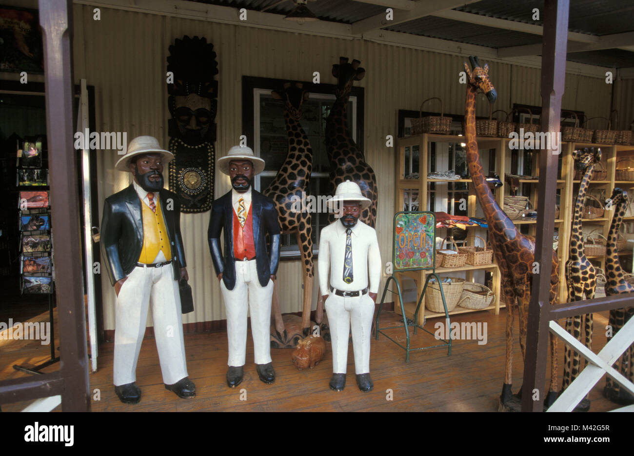 Südafrika. Pelgrims Rest. Historisches Dorf. Shop in der afrikanischen Kunst und Kunsthandwerk. Stockfoto