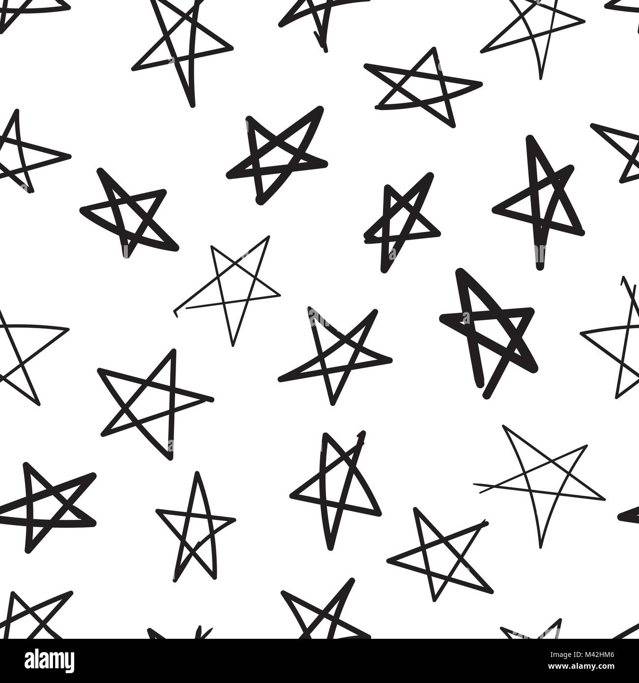 Hand stars Symbol nahtlose Muster Hintergrund gezeichnet. Business Flat Vector Illustration. Sternzeichen symbol Muster. Stock Vektor