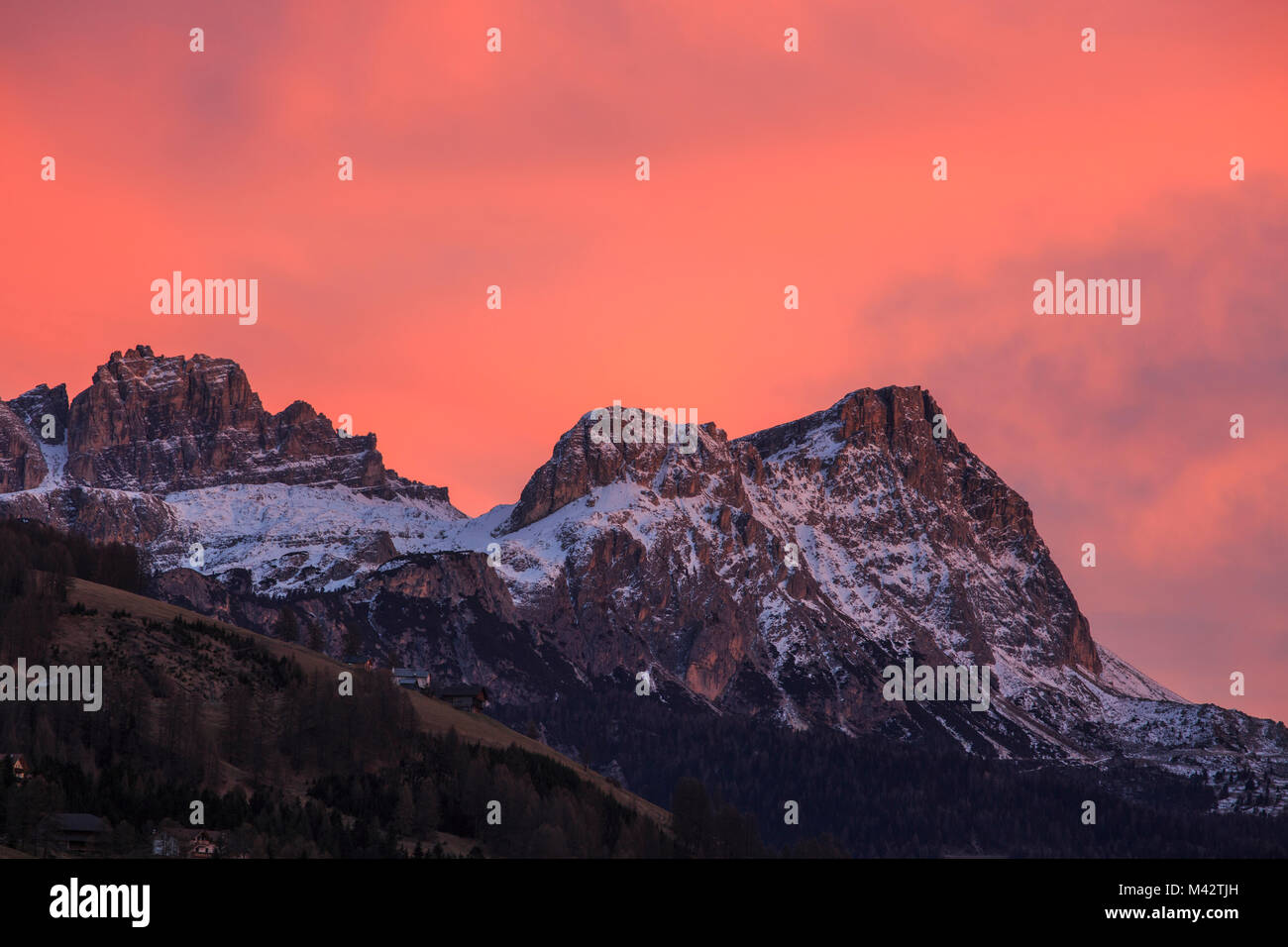 Dolomiten, Lagazuoi Berg bei Sonnenuntergang, Val Badia, Trentino Alto Adige, Italien Stockfoto