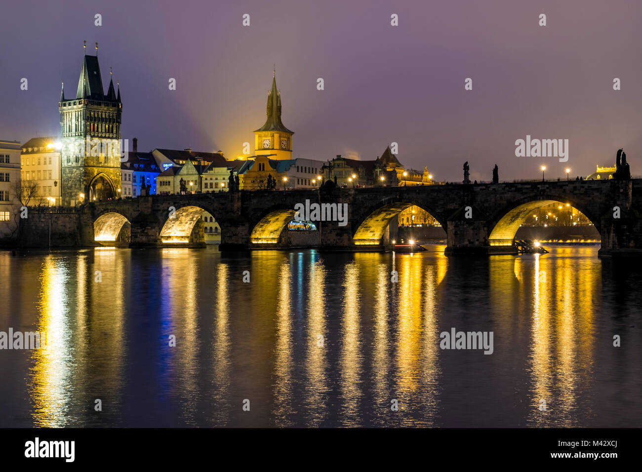 Karlsbrücke, Prag, Tschechische Republik, Europa. Stockfoto