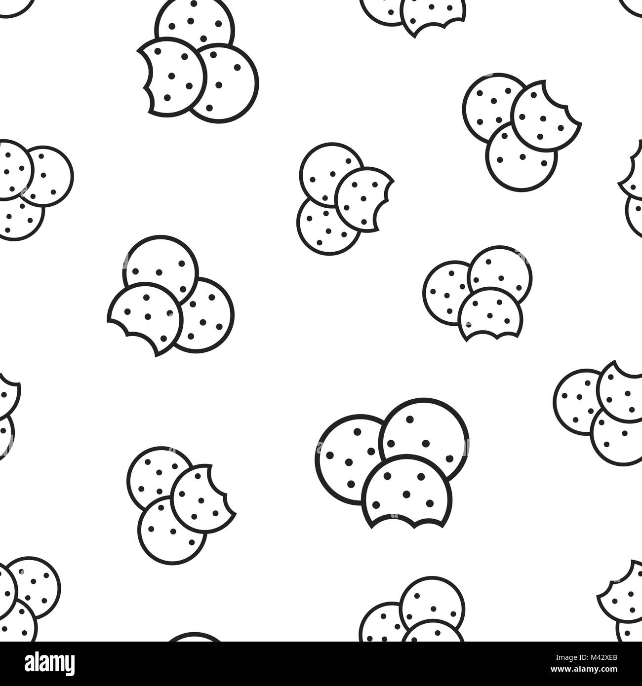 Cookie nahtlose Muster Hintergrund. Geschäftskonzept Vector Illustration. Chip Keks Dessert Lebensmittel symbol Muster. Stock Vektor