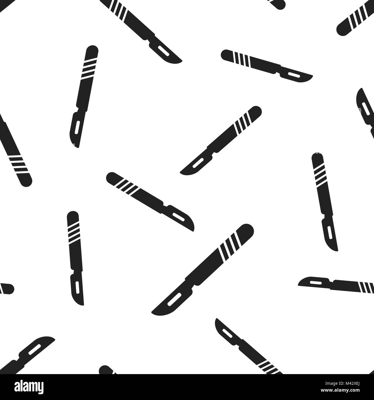 Medizinisches Skalpell nahtlose Muster Hintergrund. Geschäftskonzept Vector Illustration. Krankenhaus Chirurgie Messer symbol Muster. Stock Vektor