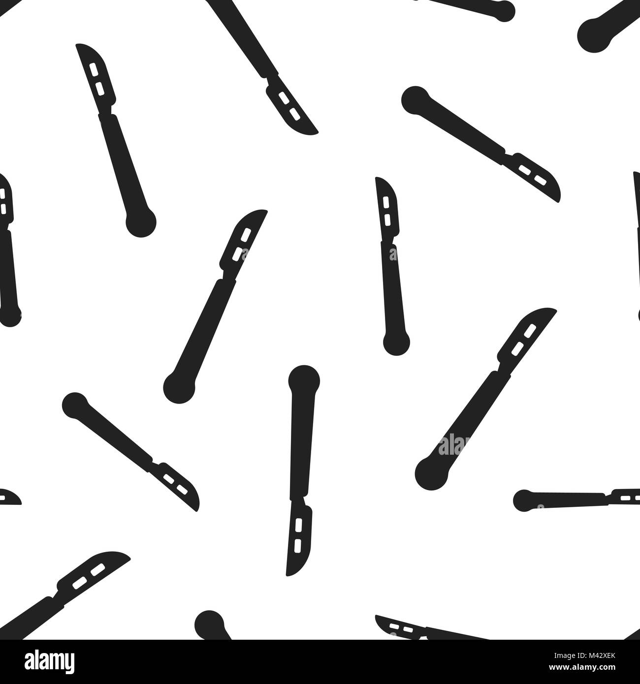 Medizinisches Skalpell nahtlose Muster Hintergrund. Geschäftskonzept Vector Illustration. Krankenhaus Chirurgie Messer symbol Muster. Stock Vektor