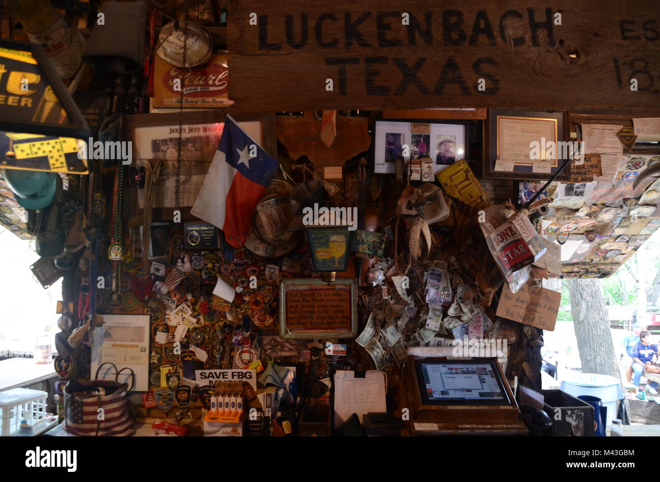 Die bar Innenwand luckenbach Texas USA Stockfoto