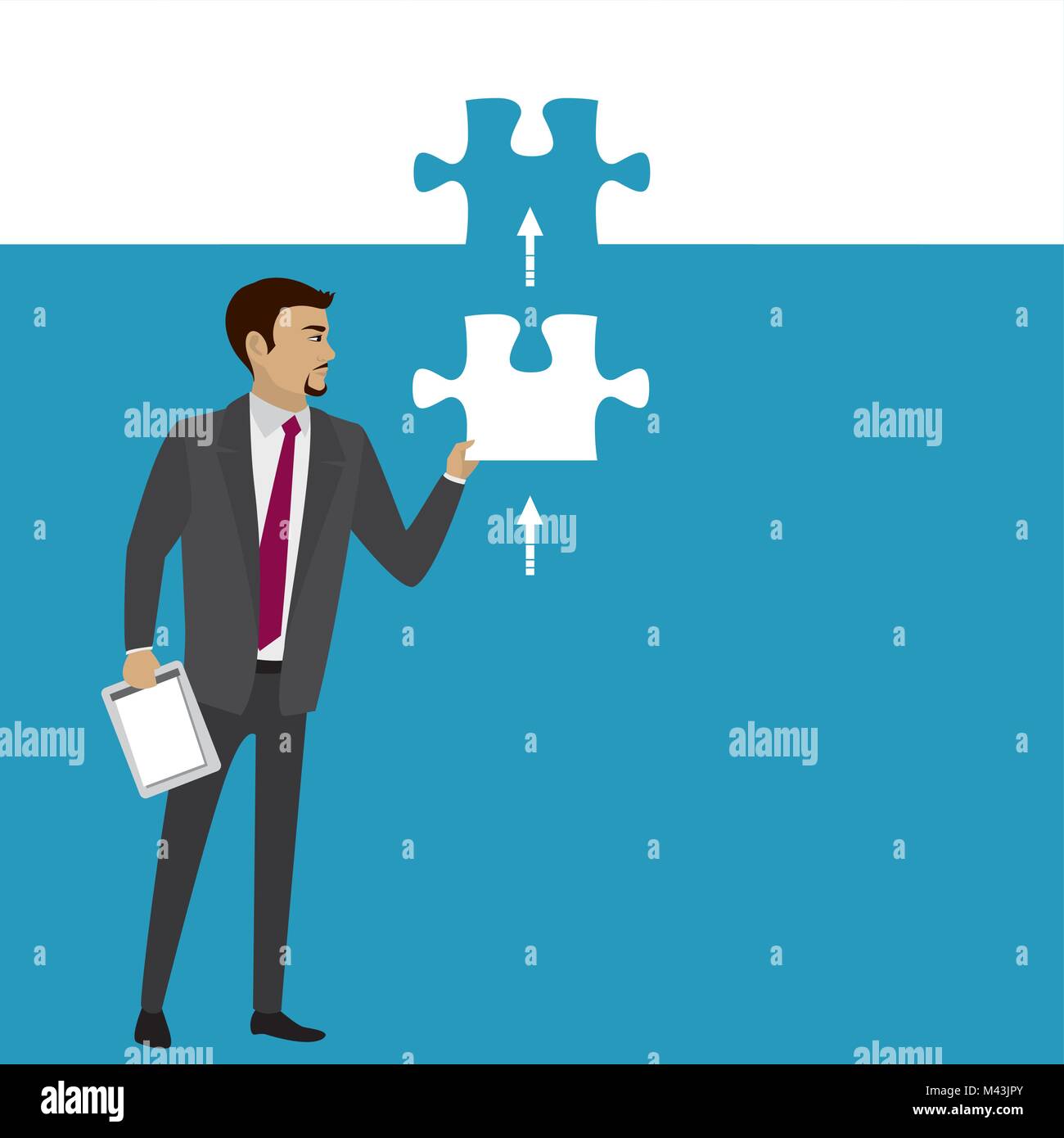 Business Konzept mit Stück des Puzzles. Vector Illustration Stock Vektor