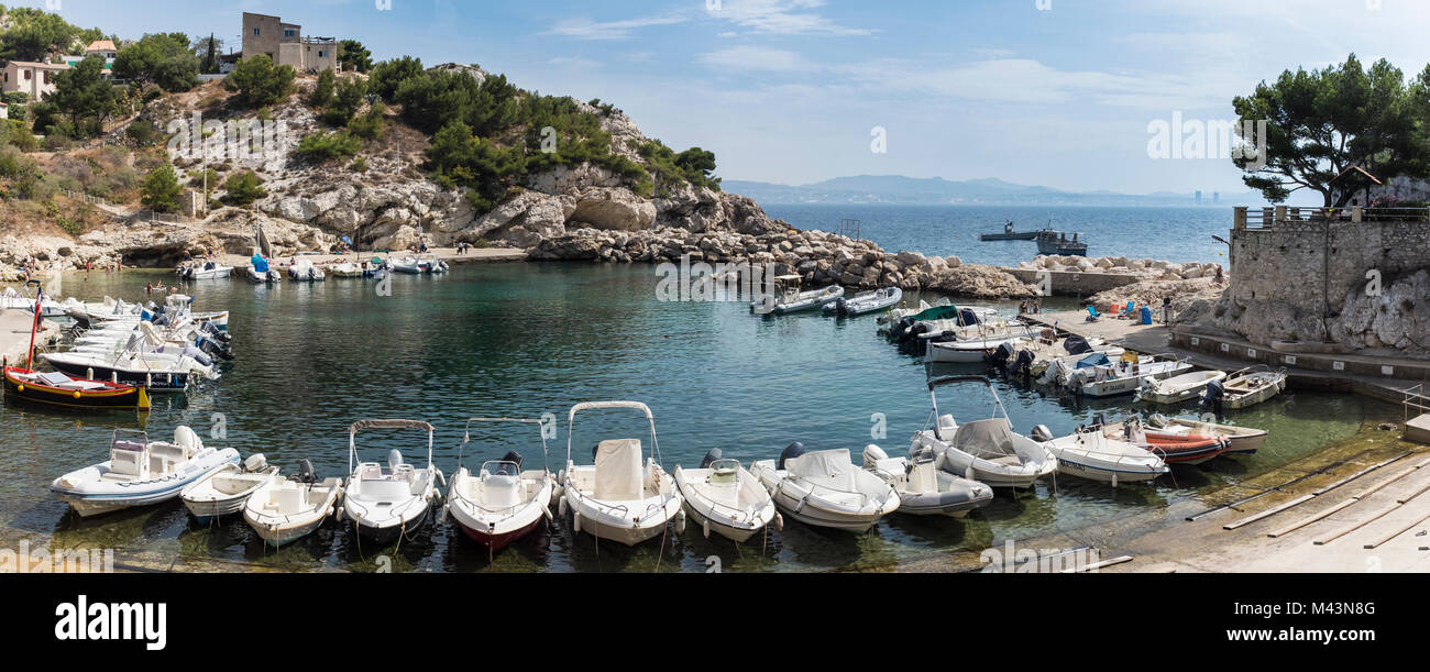 Hafen von Niolon, Bouches-du-Rhone, PACA, Frankreich Stockfoto