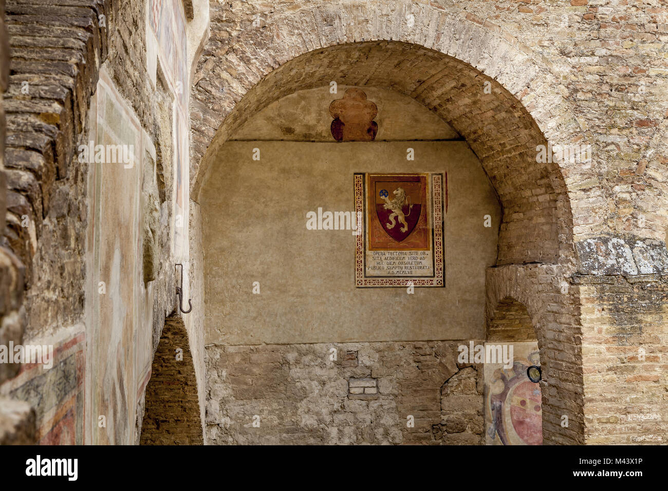San Gimignano, Palazzo del Popolo, Fresken, Italien Stockfoto