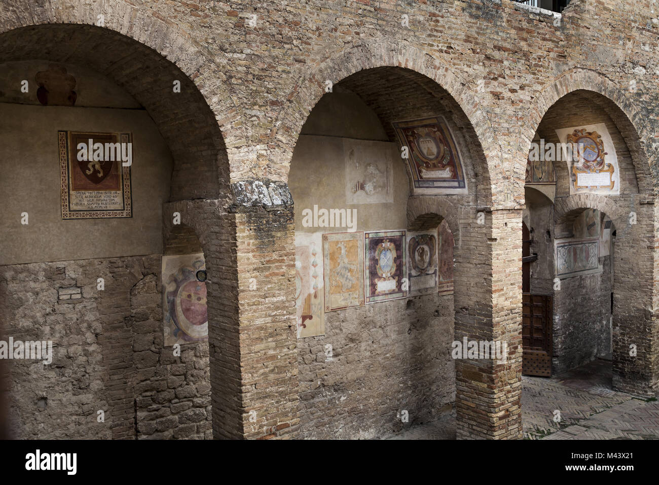 San Gimignano, Palazzo del Popolo, Fresken, Italien Stockfoto