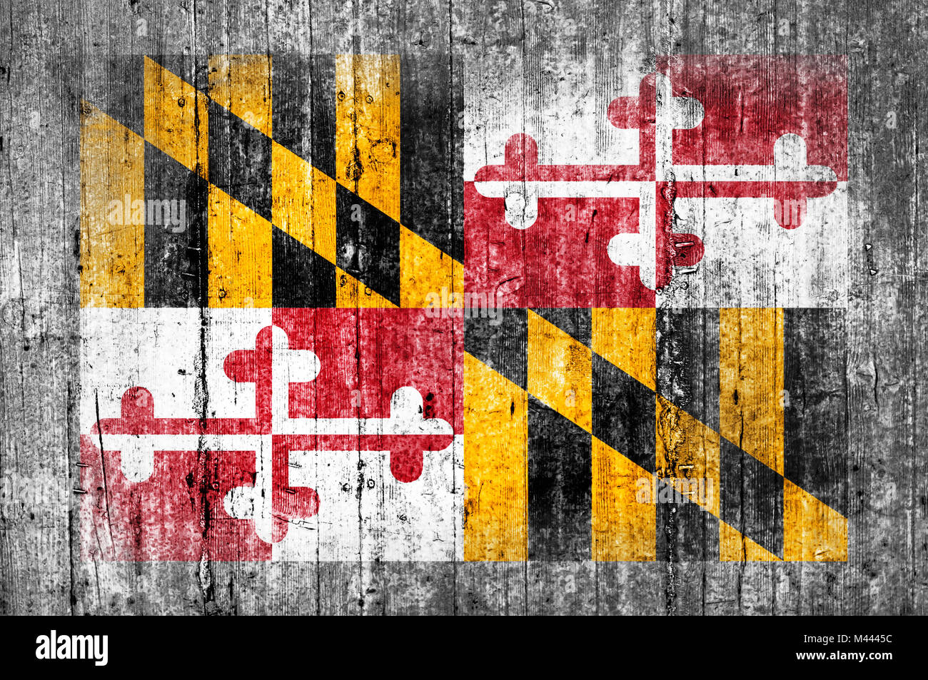 Maryland US-Flagge auf konkrete Flagge bemalt Stockfoto