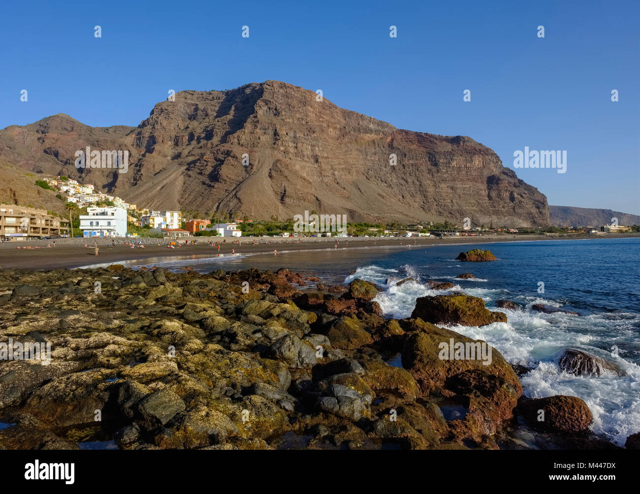 An der felsigen Küste in La Playa, Valle Gran Rey, La Gomera, Kanarische Inseln, Spanien Stockfoto