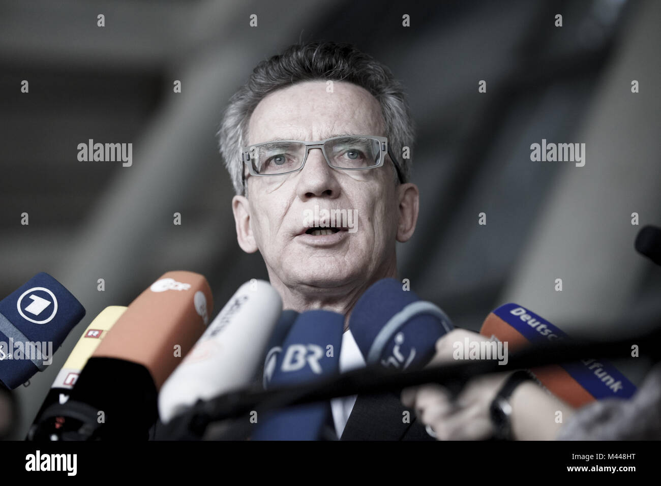 Thomas de Maiziere an das Europäische Gericht die Speicherung von Daten Stockfoto