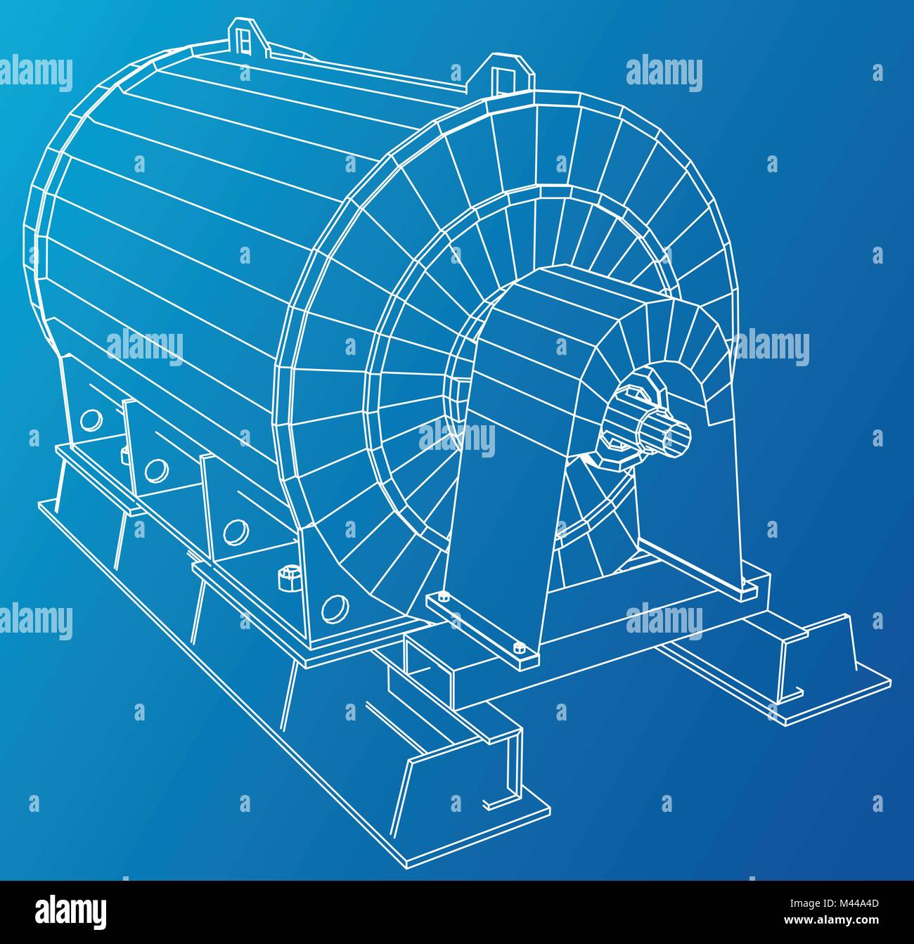 Wire-frame Motor. Tracing Abbildung der 3d. EPS 10 Vector Format. Stock Vektor