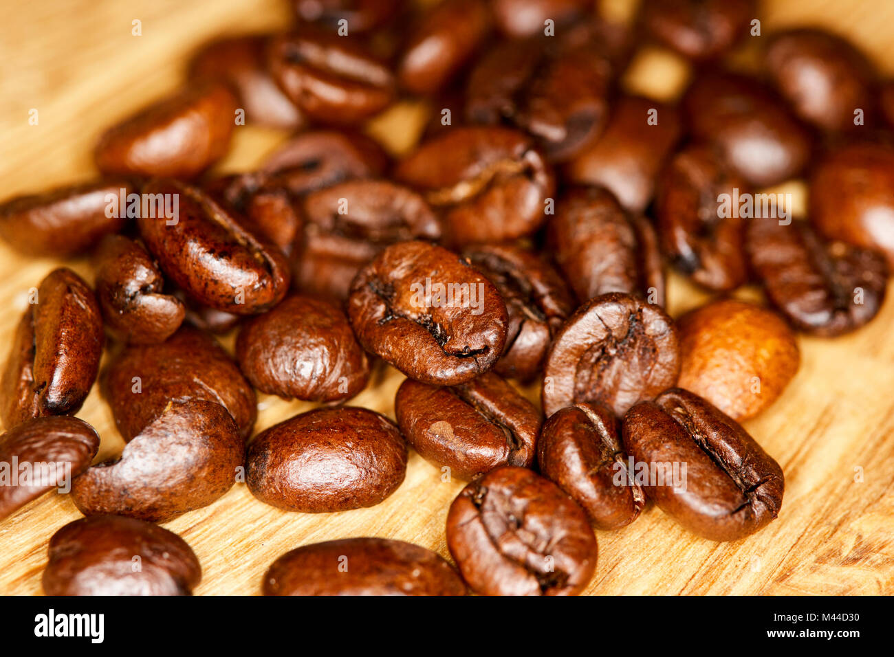 Arabica und Robusta Mischung aus glänzenden geröstete Kaffeebohnen Stockfoto