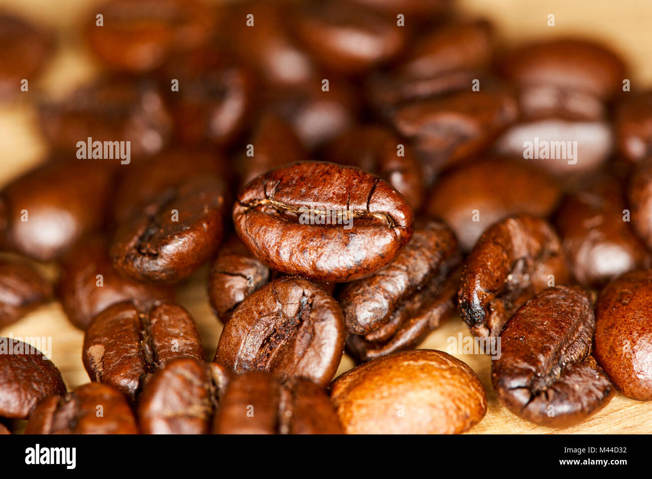 Robusta und Arabica Mischung aus gerösteten Kaffeebohnen Stockfoto