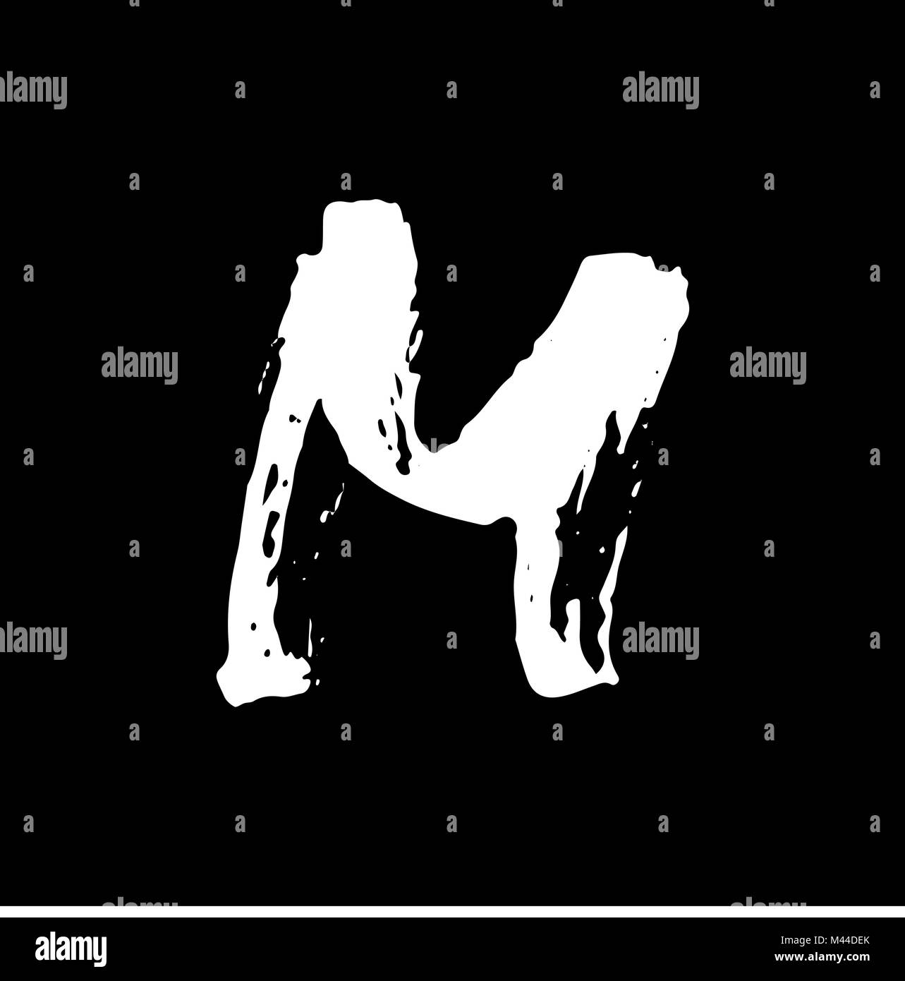 Schreiben M. handschriftlich von trockenen Bürste. Grobe Anschläge texturierte Fonts. Vector Illustration. Grunge Stil elegant Alphabets. Stock Vektor