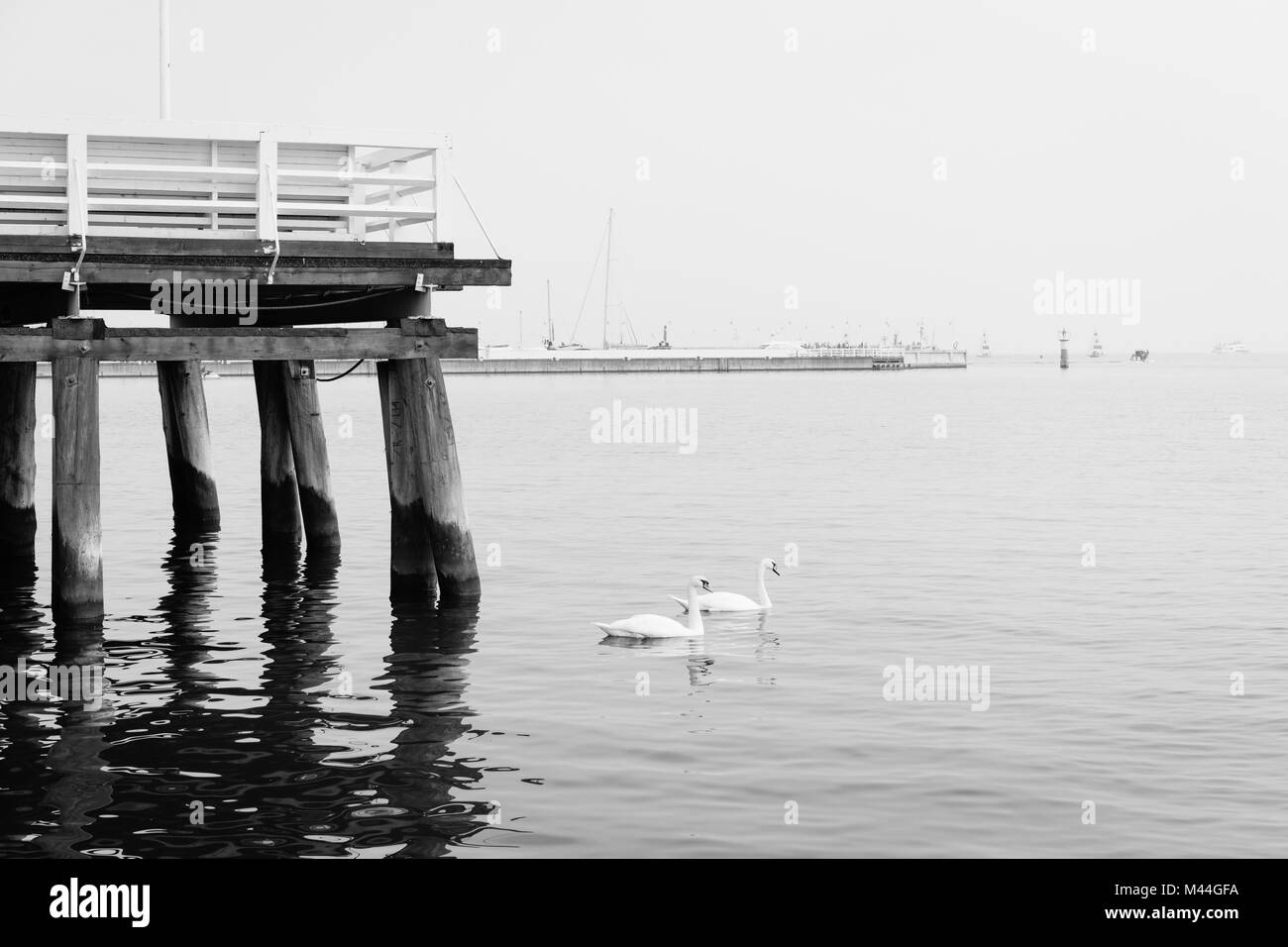 Heitere Szene aus Pier in Sopot, Polen Stockfoto