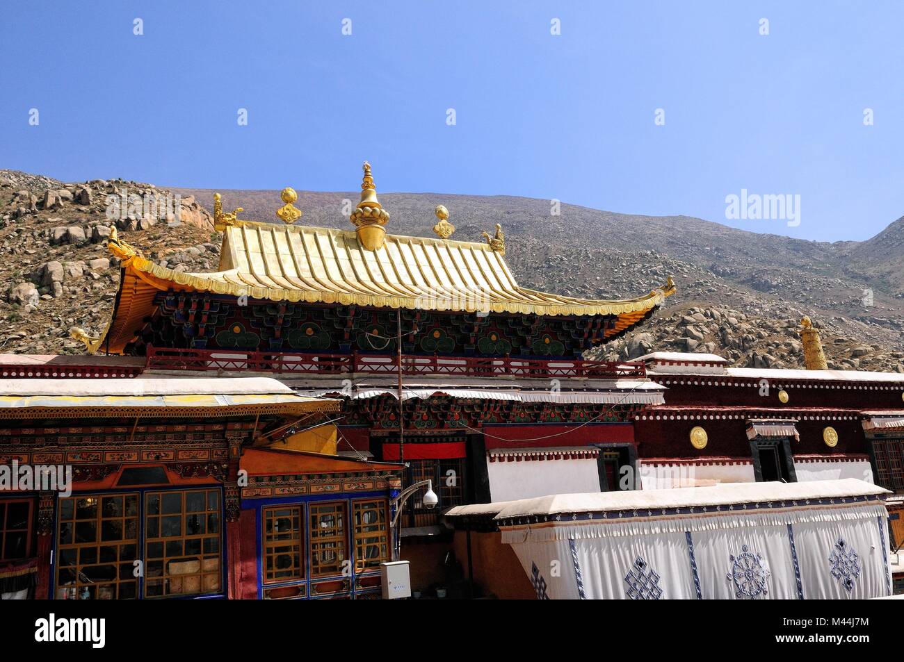 Goldene Dach im Kloster Drepung in Lhasa Tibet Stockfoto