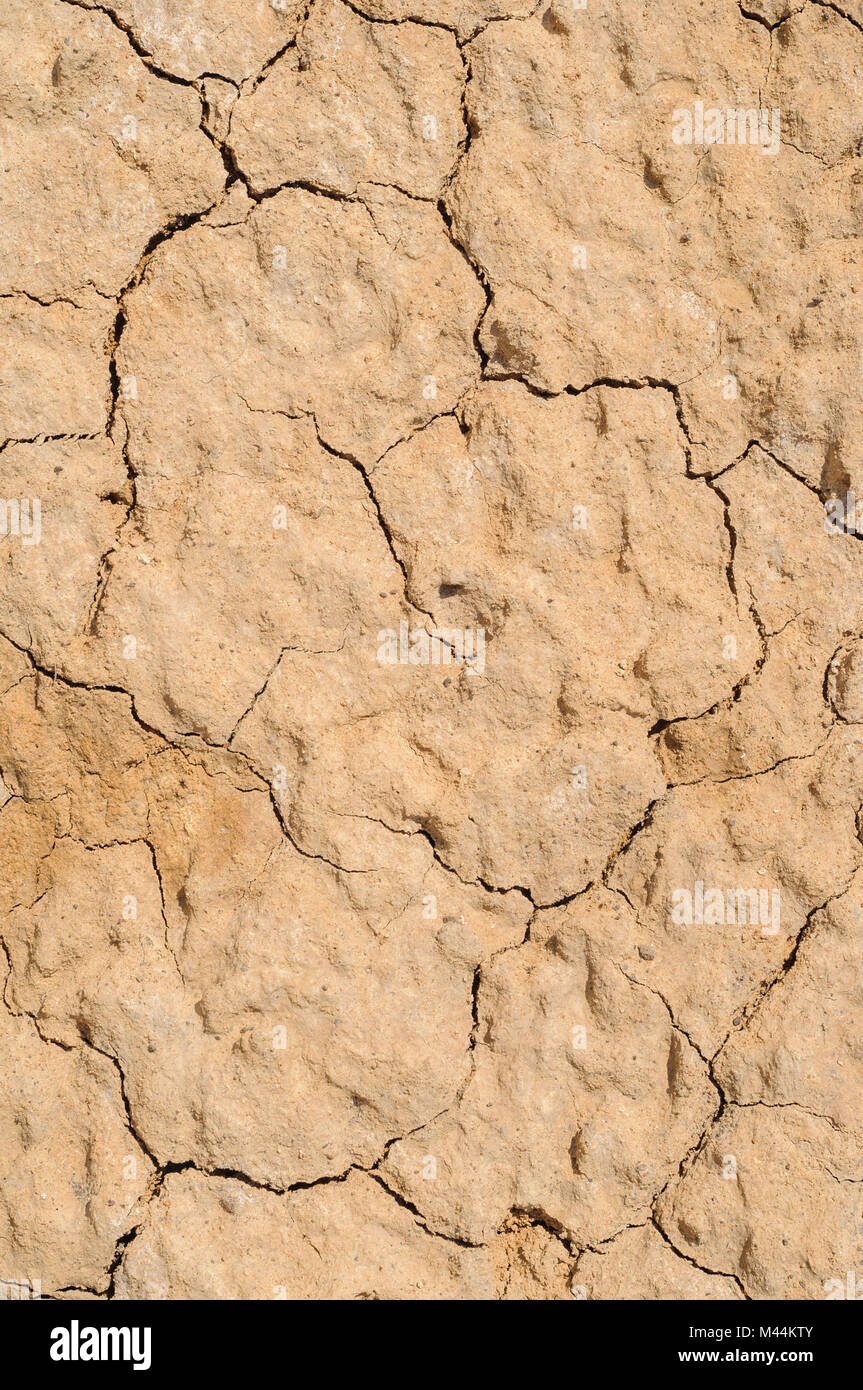 Trockene Erde und Sand Closeup Textur Stockfoto