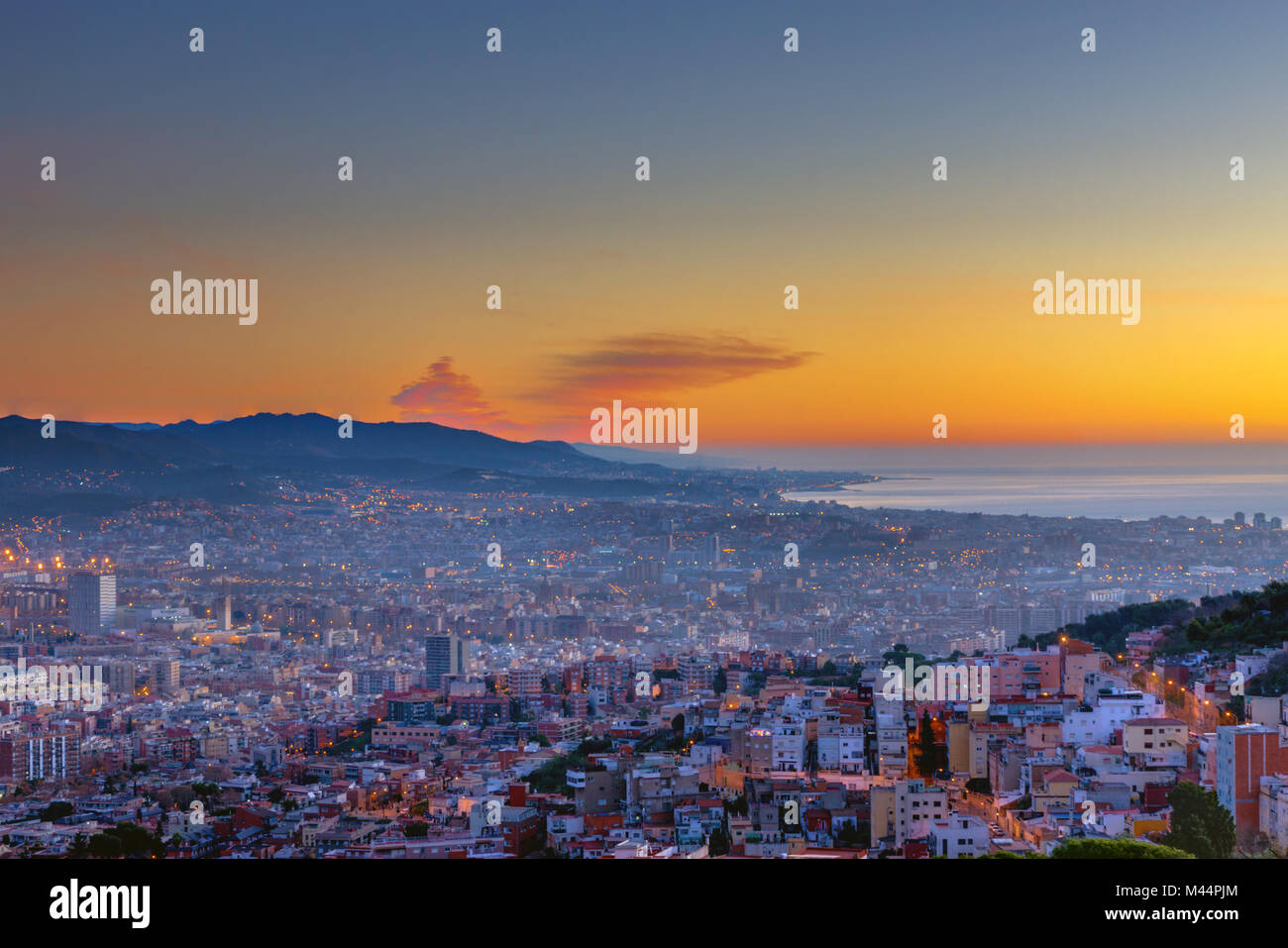 Der Costa Brava nördlich von Barcelona vor Sonnenaufgang Stockfoto