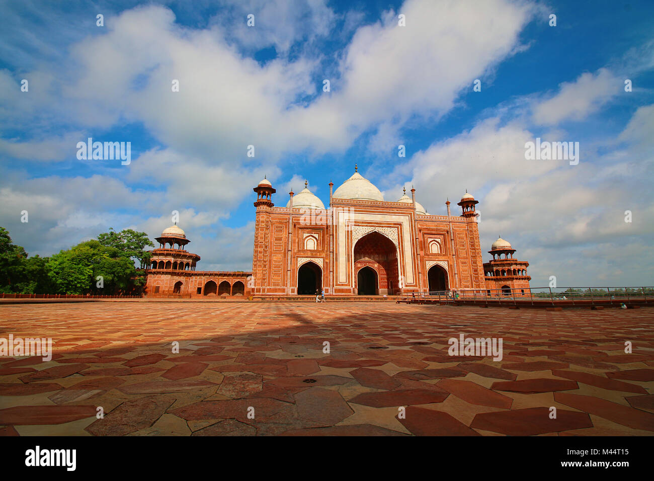 Moschee Innenhof im Taj Mahal, Agra, Uttar Pradesh, Indien Stockfoto