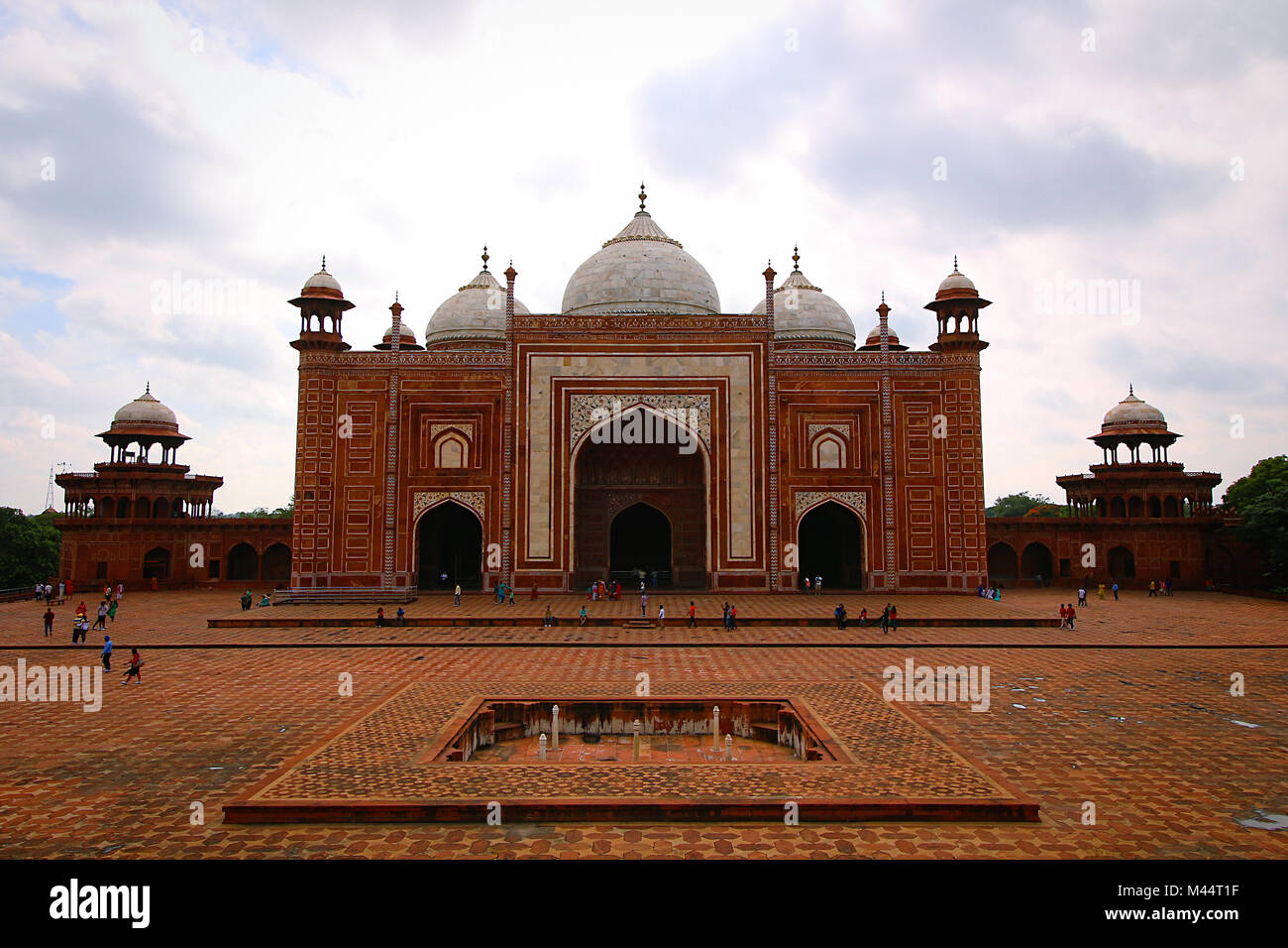 Moschee Innenhof im Taj Mahal, Agra, Uttar Pradesh, Indien Stockfoto