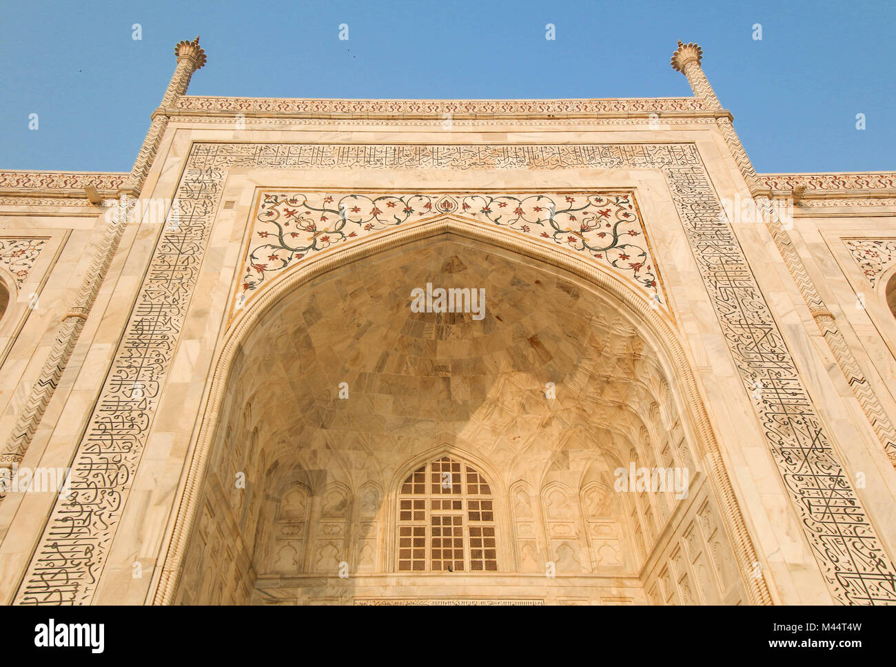 Arabische Kalligraphie, Taj Mahal, Agra, Uttar Pradesh, Indien Stockfoto