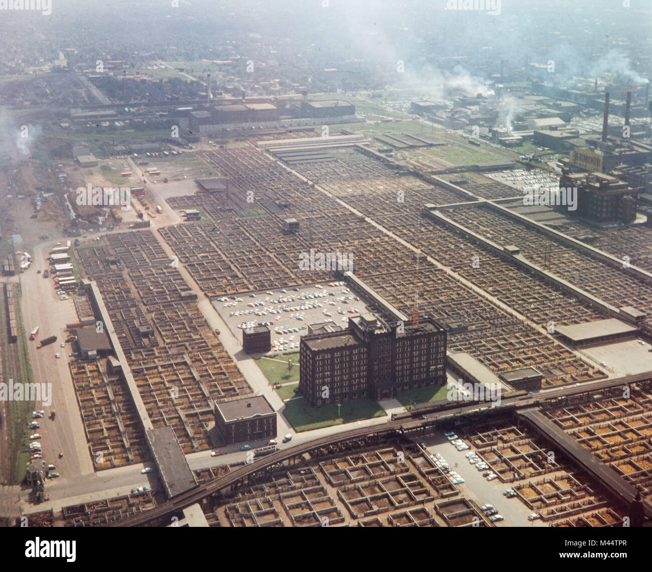 Luftaufnahme von Chicagos Union Stockyards, Ca. 1957. Stockfoto