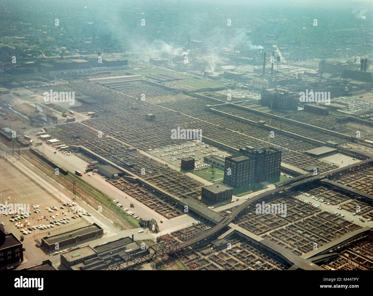 Luftaufnahme von Chicagos Union Stockyards, Ca. 1957. Stockfoto