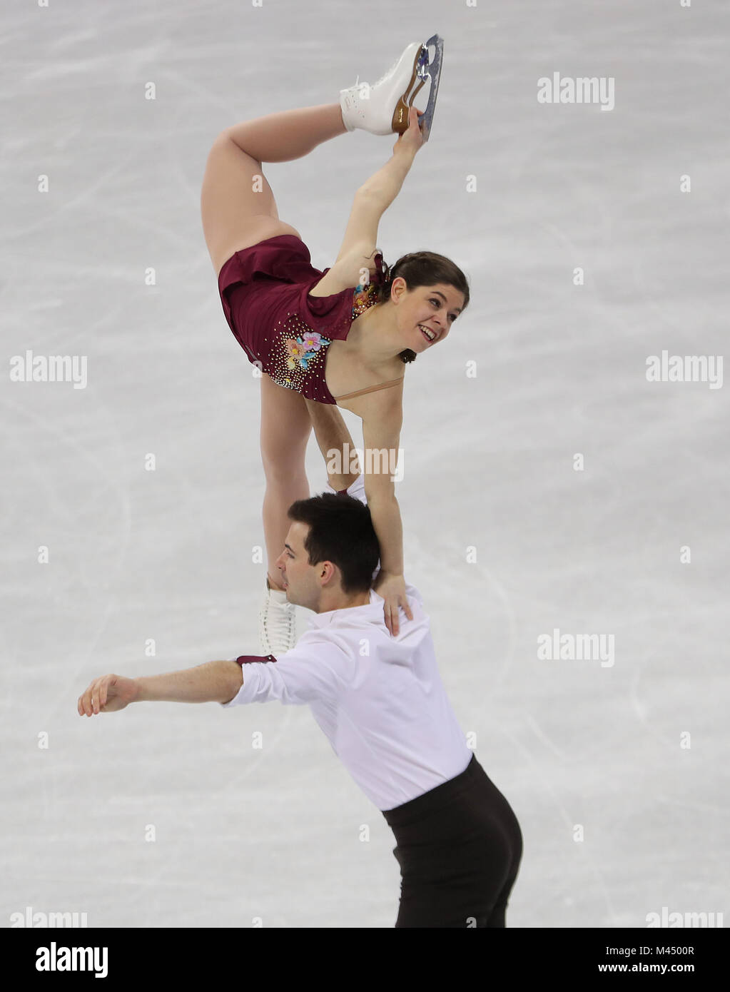 Miriam Ziegler und Severin Kiefer von Österreich in die Paare zahlen Skaten in der gangneung Ice Arena am Tag fünf der Olympischen Winterspiele 2018 PyeongChang in Südkorea. PRESS ASSOCIATION Foto. Bild Datum: Mittwoch, 14. Februar 2018. Siehe PA Geschichte OLYMPICS Eiskunstlauf. Foto: David Davies/PA-Kabel. Einschränkungen: Nur für den redaktionellen Gebrauch bestimmt. Keine kommerzielle Nutzung. Stockfoto