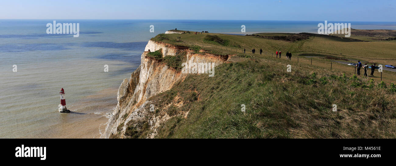 Die weiße Kreide Kalkstein Klippen bei Beachy Head, South Downs National Park, Sussex, England, Großbritannien Stockfoto