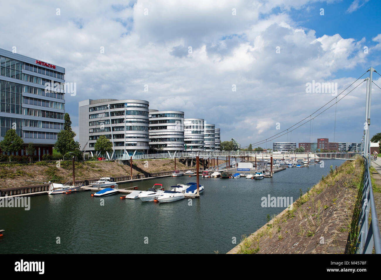 Bürogebäude "Fünf Boote' am Innenhafen, Duisburg, Deutschland Stockfoto