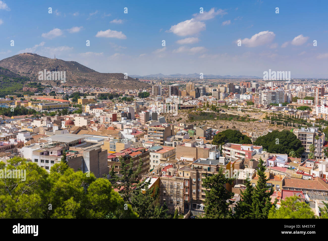 Blick über die Stadt Cartagena vom Schloss von der Konzeption, Spanien. Stockfoto