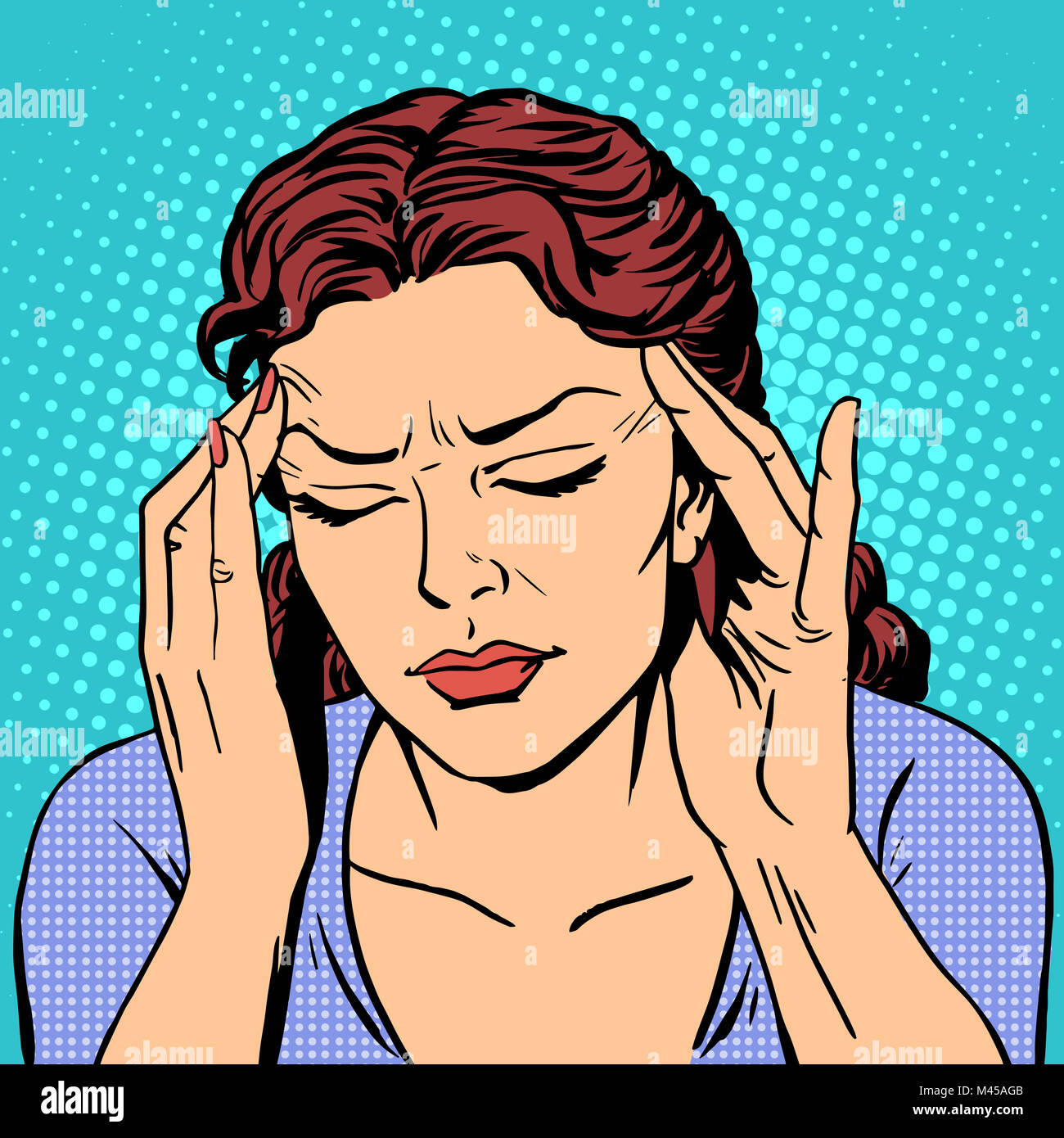 Kopfschmerzen Gesundheit Medizinfrau Stockfoto