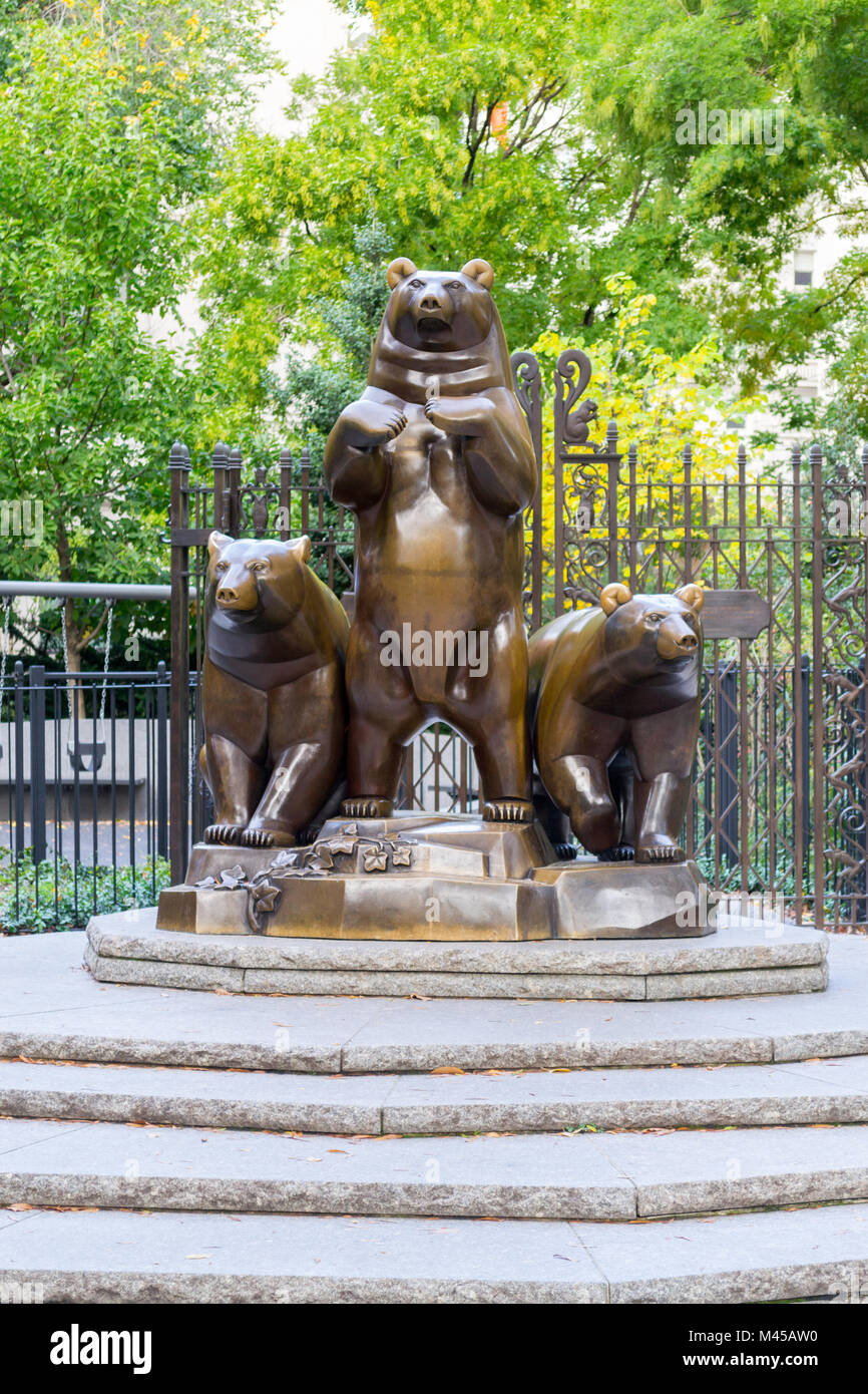 Gruppe von Bären Statue im Central Park Stockfoto