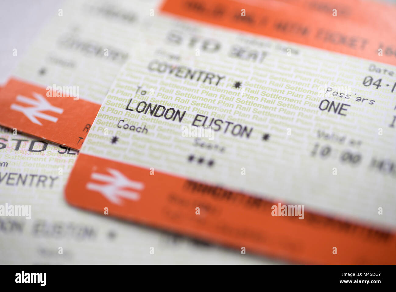 Coventry, London Euston Railway ticket Stockfoto